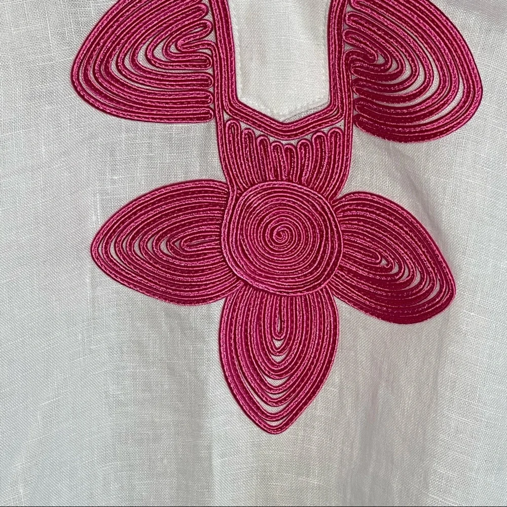 Boden Bella Embroidered Linen Dress Size US 4 Regular in White/Pink - Picture 6 of 9